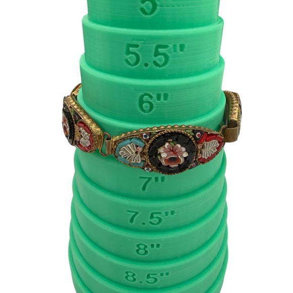 Antique Italy Signed Micro-Mosaic Floral 5 Panel Bracelet - Picture 13 of 13